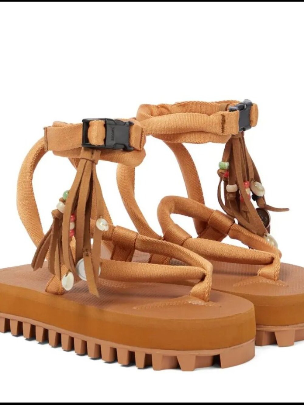 Alanui x Suicoke Platform Sandals Brown Beaded Vibram Sole NWOB Women's US 9 - Picture 2 of 8